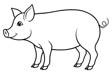 pig silhouette line art vector illustration with a white background