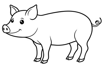 pig silhouette line art vector illustration with a white background