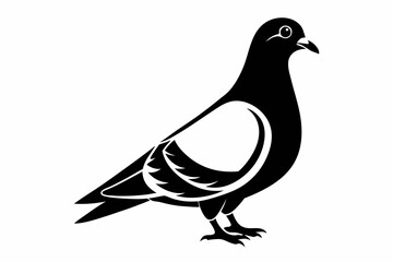 pigeon silhouette line art vector illustration with a white background