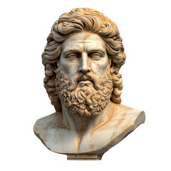 Detailed bust of a bearded man capturing timeless features and character in a classical art style isolated on a white background.