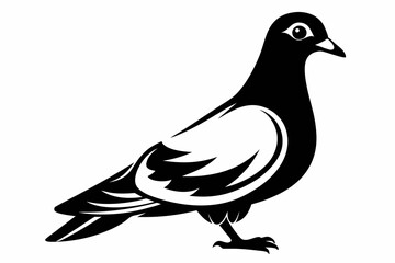 pigeon silhouette line art vector illustration with a white background