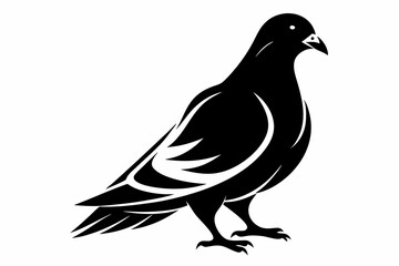 pigeon silhouette line art vector illustration with a white background