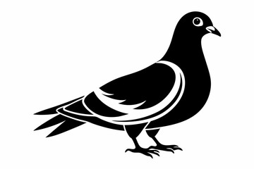 pigeon silhouette line art vector illustration with a white background