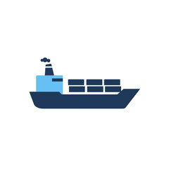 Obraz premium Container Ship at Sea: A minimalist depiction of a container ship traversing the ocean, with stacks of containers onboard, conveying themes of international trade and global commerce. 