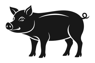 pig silhouette line art vector illustration with a white background