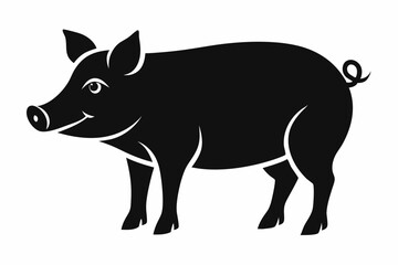 pig silhouette line art vector illustration with a white background
