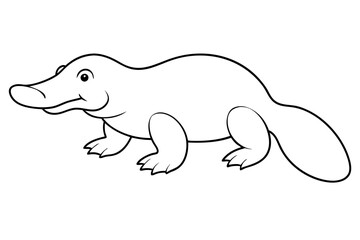 platypus silhouette line art vector illustration with a white background