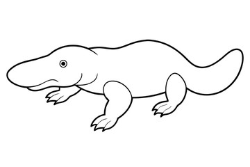 platypus silhouette line art vector illustration with a white background