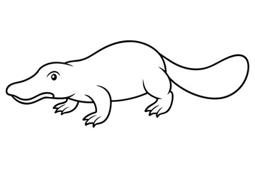 platypus silhouette line art vector illustration with a white background