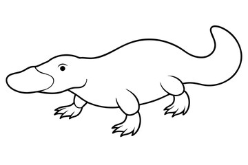 platypus silhouette line art vector illustration with a white background