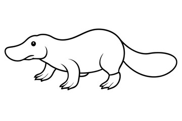platypus silhouette line art vector illustration with a white background