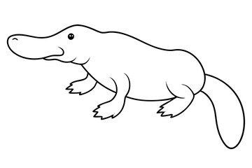 platypus silhouette line art vector illustration with a white background