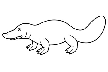 platypus silhouette line art vector illustration with a white background