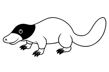 platypus silhouette line art vector illustration with a white background