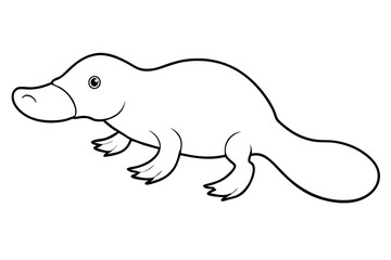 Obraz premium platypus silhouette line art vector illustration with a white background