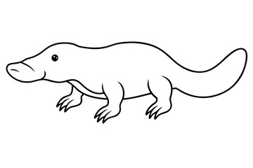 platypus silhouette line art vector illustration with a white background