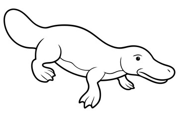 platypus silhouette line art vector illustration with a white background