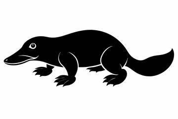 platypus silhouette line art vector illustration with a white background