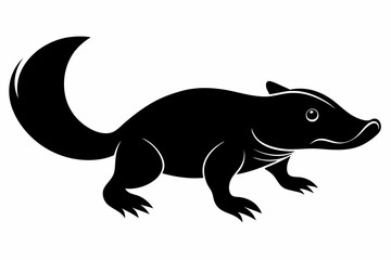 platypus silhouette line art vector illustration with a white background