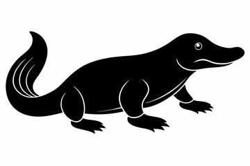 platypus silhouette line art vector illustration with a white background