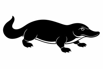 platypus silhouette line art vector illustration with a white background