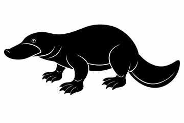 platypus silhouette line art vector illustration with a white background