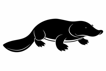 platypus silhouette line art vector illustration with a white background