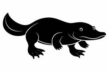 platypus silhouette line art vector illustration with a white background