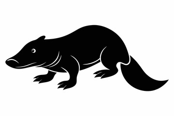 platypus silhouette line art vector illustration with a white background
