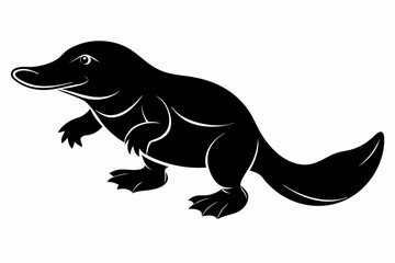 platypus silhouette line art vector illustration with a white background
