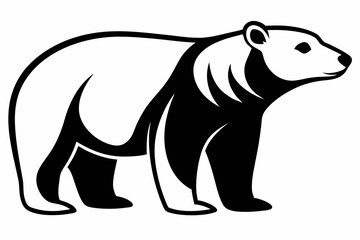 polar bear silhouette line art vector illustration with a white background