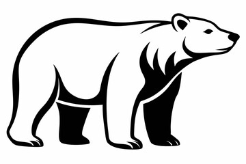 polar bear silhouette line art vector illustration with a white background