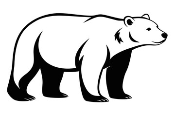 polar bear silhouette line art vector illustration with a white background