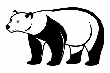 polar bear silhouette line art vector illustration with a white background