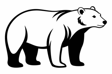 polar bear silhouette line art vector illustration with a white background