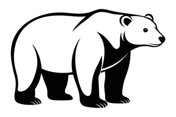 polar bear silhouette line art vector illustration with a white background