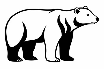 polar bear silhouette line art vector illustration with a white background