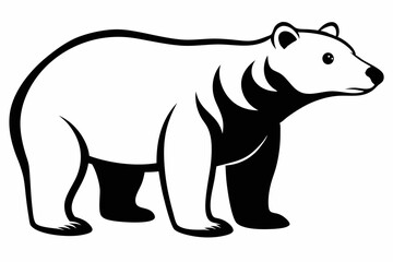 polar bear silhouette line art vector illustration with a white background