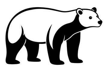 polar bear silhouette line art vector illustration with a white background