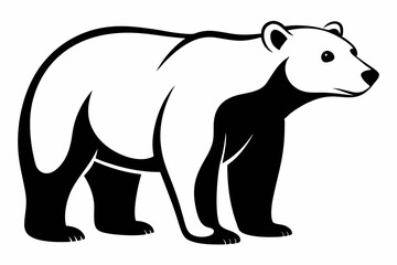polar bear silhouette line art vector illustration with a white background