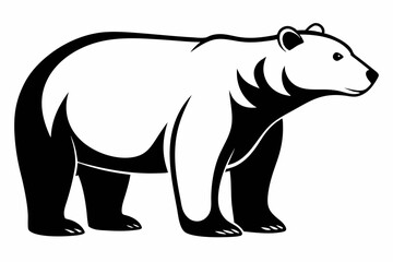 polar bear silhouette line art vector illustration with a white background
