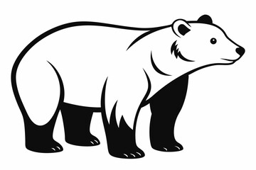 polar bear silhouette line art vector illustration with a white background