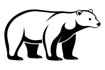 polar bear silhouette line art vector illustration with a white background