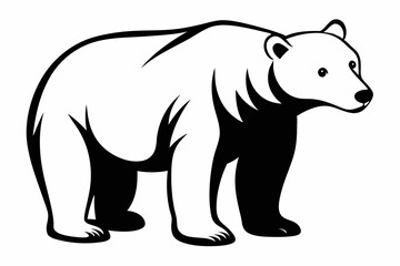 polar bear silhouette line art vector illustration with a white background