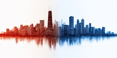 Obraz premium Economic growth and inequality policy in urban development chicago skyline infographic analysis modern environment