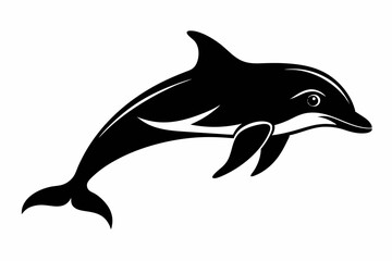 porpoise silhouette line art vector illustration with a white background