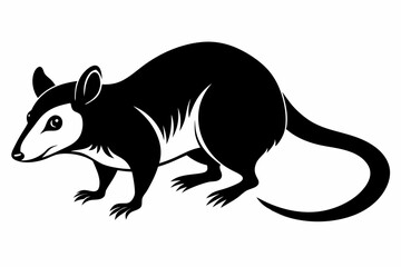 possum silhouette line art vector illustration with a white background