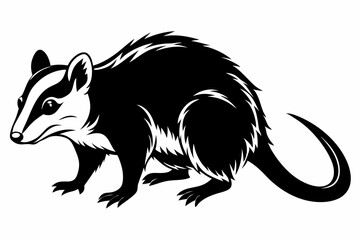 possum silhouette line art vector illustration with a white background