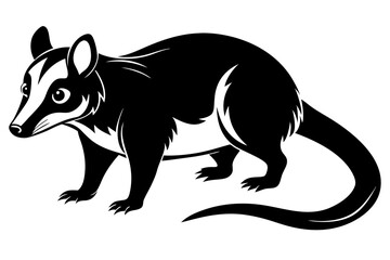 possum silhouette line art vector illustration with a white background