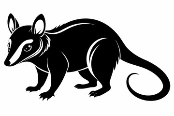 possum silhouette line art vector illustration with a white background